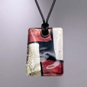 Striking Artisan Handcrafted Fused Glass Pendant Necklace